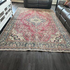 Vintage Turkish Wool on Cotton Rug / 10.7 ft x 6.6 ft